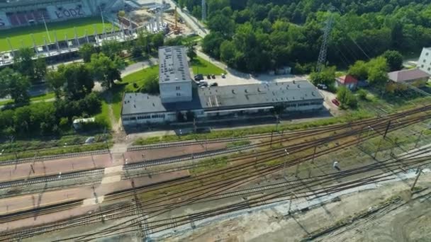Aerial View Railway Tracks Lodz High Quality Footage — Vídeo de Stock
