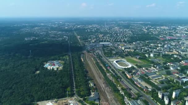Aerial View Beautiful Panorama Lodz High Quality Footage — Stockvideo