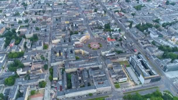 Aerial View Freedom Square Lodz Great Polish Footage High Quality — Wideo stockowe