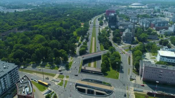 Aerial View Mickiewicz Avenue Lodz High Quality Footage — ストック動画