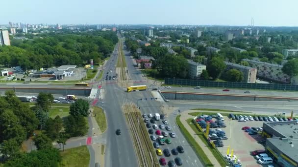 Aerial View Intersection Lodz Road Pabianice High Quality Footage — Stockvideo