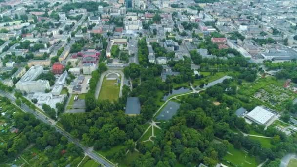Aerial View Park Helenow Lodz Beautiful Polish Footage High Quality — стокове відео