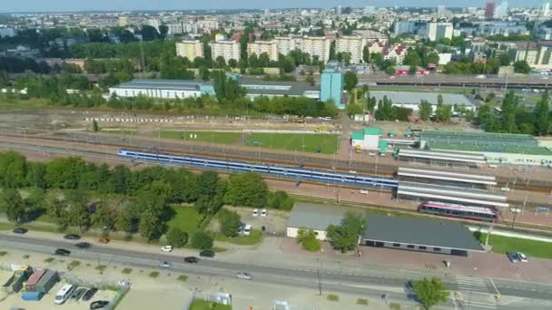 Aerial View Lodz Kaliska Train Station High Quality Footage — Stockvideo
