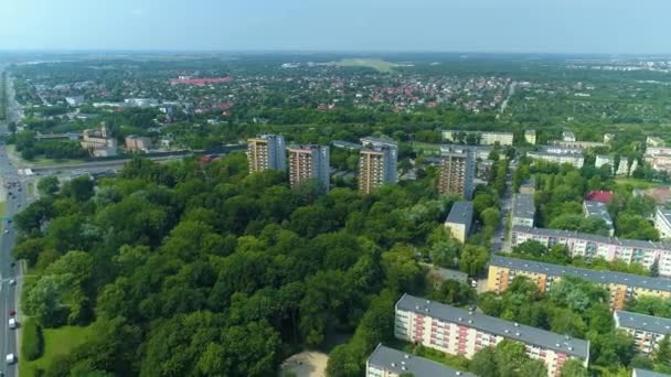Aerial View Buildings Park Sielanka Lodz High Quality Footage — стоковое видео
