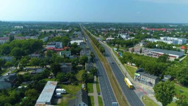 Aerial View Road Pabianice Departure Lodz High Quality Footage — 图库视频影像