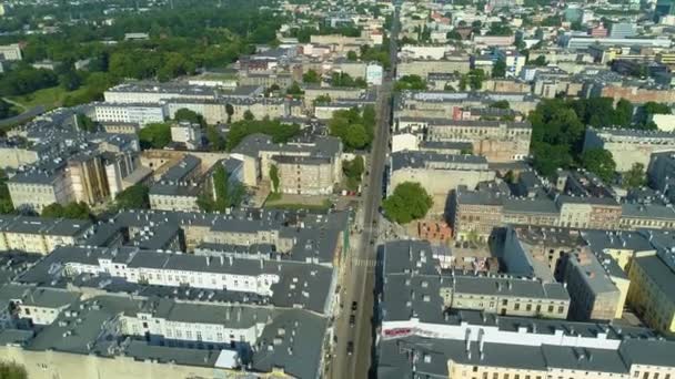 Aerial View Pomorska Street Lodz High Quality Footage — Stockvideo