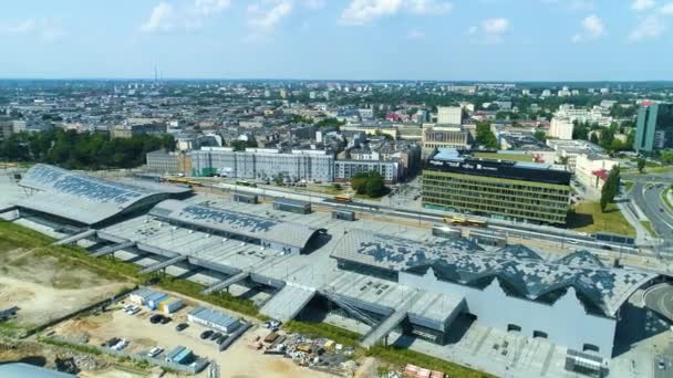 Aerial View Lodz Fabryczna Railway Station High Quality Footage — Vídeo de stock