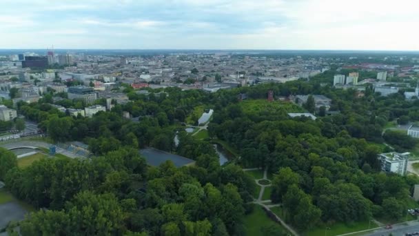 Aerial View Park Helenow Lodz Beautiful Polish Footage High Quality — Video Stock