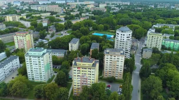 Aerial View Outdoor Swimming Pool Lodz Beautiful Polish Footage High — Wideo stockowe
