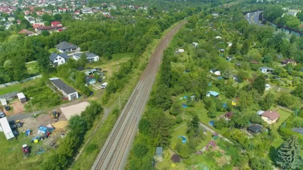 Aerial View Tracks Leading Lodz High Quality Footage — Stockvideo
