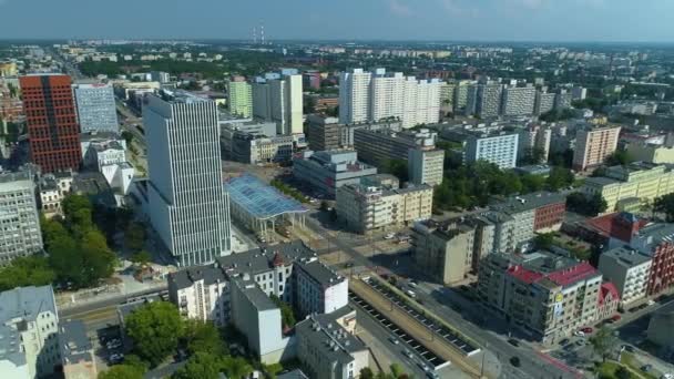 Aerial View Stajnia Jednorozcow Tram Station Lodz High Quality Footage — Stockvideo