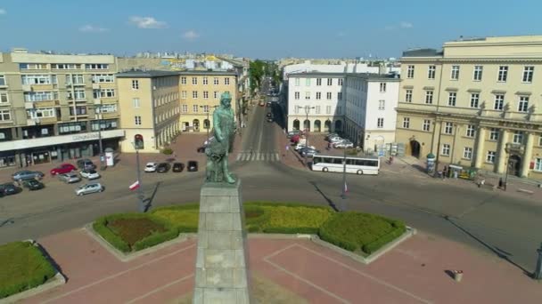 Aerial View Freedom Square Lodz Great Polish Footage High Quality — Stok video