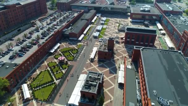Aerial View Manufaktura Shopping Center Lodz Great Polish Footage High — Stockvideo