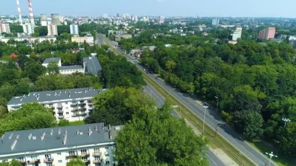Aerial View Aleje Politechniki Lodz High Quality Footage — Stockvideo