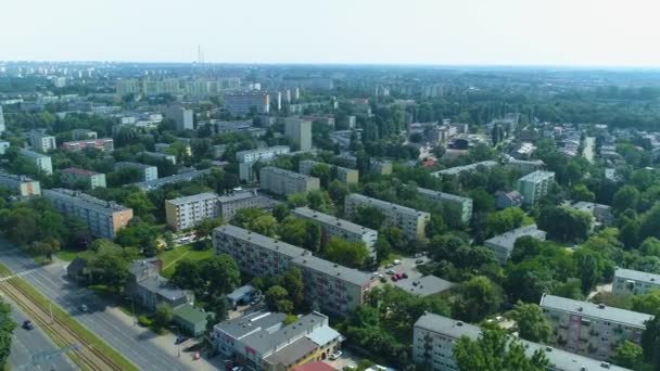 Aerial View Beautiful Green Housing Estate Lodz High Quality Footage — 图库视频影像