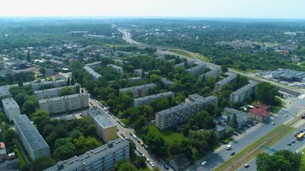 Aerial View Beautiful Green Housing Estate Lodz High Quality Footage — Stockvideo