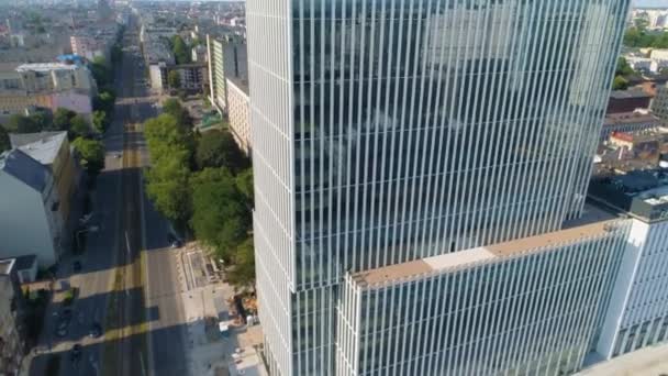 Aerial View Building Piotrkowska Street Lodz High Quality Footage — Stockvideo