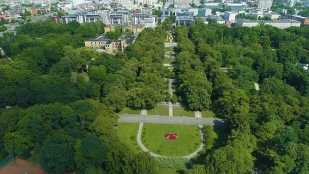 Aerial View Poniatowski Park Lodz High Quality Footage — Vídeos de Stock