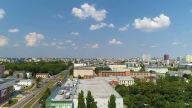 Aerial view of Panorama Lodz. High quality 4k footage
