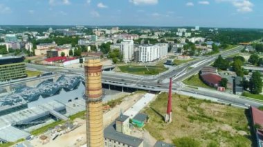 Aerial View Of Lodz Fabryczna Railway Station. High quality 4k footage