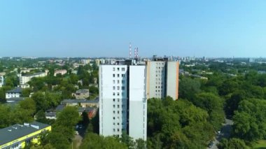 Aerial view of buildings in Park Sielanka in Lodz. High quality 4k footage
