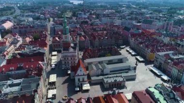 Aerial view of the old town in Poznan. High quality 4k footage
