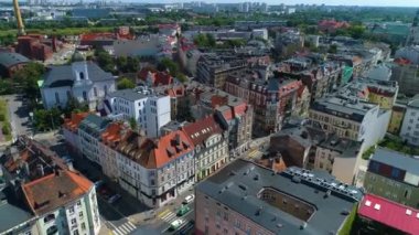 Aerial view of the old town in Poznan. High quality 4k footage