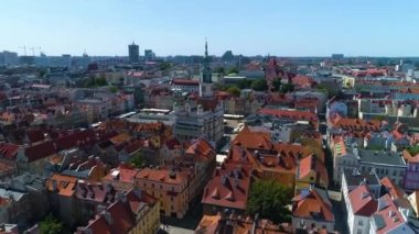 Aerial view of the old town in Poznan. High quality 4k footage