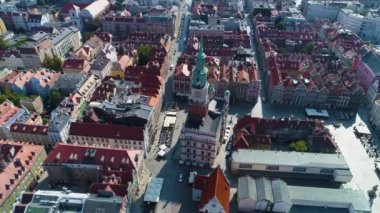 Aerial view of the old town in Poznan. High quality 4k footage