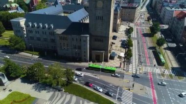 Aerial view of the Imperial Castle in Poznan. High quality 4k footage