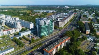 Aerial view of the Medical Center in Poznan. High quality 4k footage