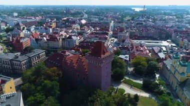 Aerial view of the Royal Castle in Poznan. High quality 4k footage