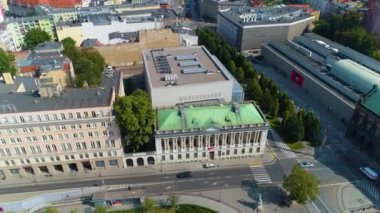 Aerial view of Freedom Square in Poznan. High quality 4k footage