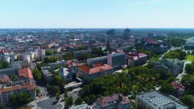 Aerial view of Mickiewicz Park in Poznan. High quality 4k footage