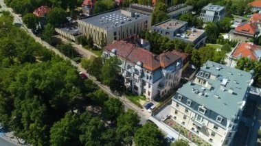 Aerial view of Skwer im. M. Jakszta in Poznan. High quality 4k footage