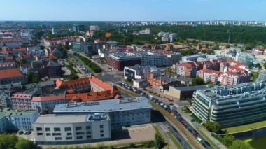 Aerial view of Male Garbary in Poznan. High quality 4k footage
