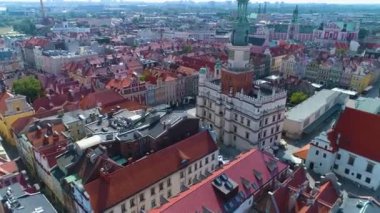 Aerial view of the old town in Poznan. High quality 4k footage