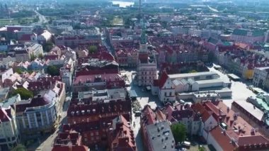 Aerial view of the old town in Poznan. High quality 4k footage