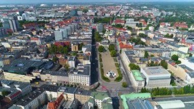 Aerial view of Freedom Square in Poznan. High quality 4k footage