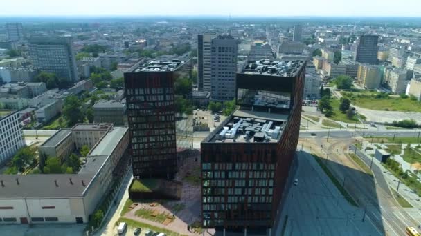 Aerial View City Gate Lodz High Quality Footage — Wideo stockowe