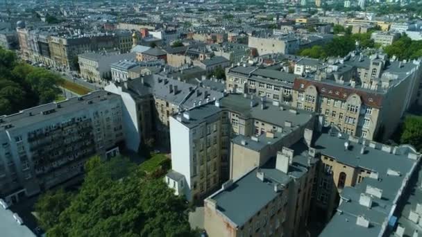 Aerial View Many Buildings Train Station Lodz High Quality Footage — Αρχείο Βίντεο