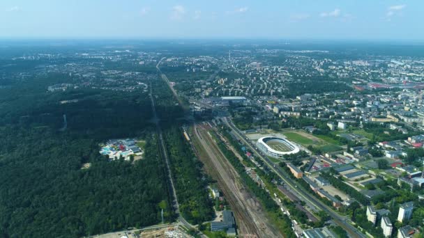 Aerial View Beautiful Panorama Lodz High Quality Footage — Stockvideo