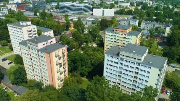 Aerial View Marszakowskie Intersection Lodz Heavy Traffic High Quality Footage — стоковое видео