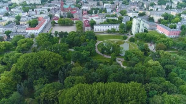 Aerial View Fountain Staromiejski Park Lodz Great Polish Footage High — ストック動画