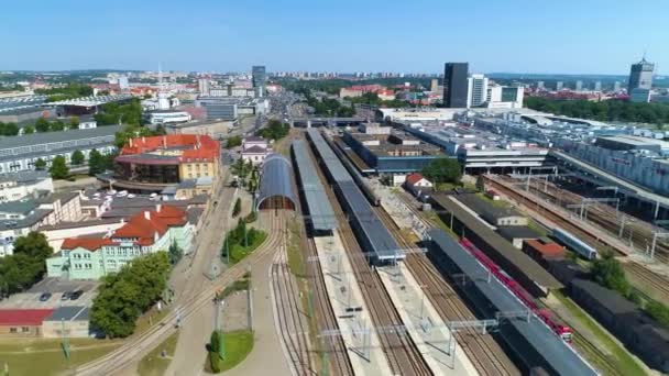 Aerial View Poznan Glowny Great View Track High Quality Footage — Stockvideo