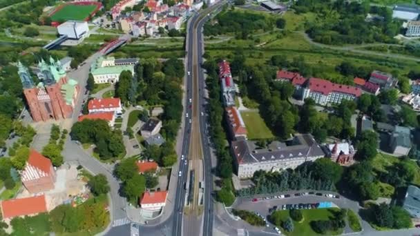 Aerial View Mieszko Poznan Bridge High Quality Footage — Vídeos de Stock