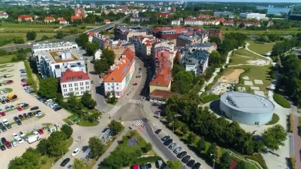 Aerial View Miedzymoscie Square Poznan High Quality Footage — Vídeo de Stock