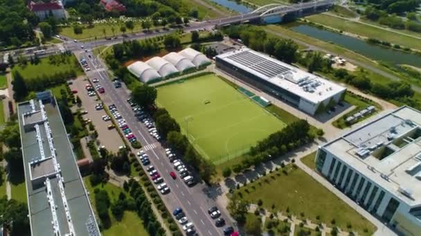 Aerial View Football Field Pocztowiec High Quality Footage — Vídeo de Stock