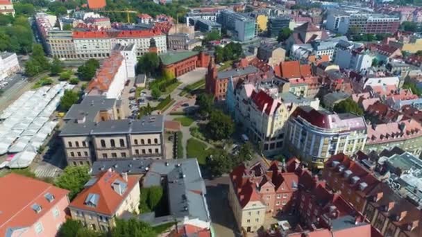 Aerial View Roman Wilhelmi Square Poznan High Quality Footage — Vídeo de Stock