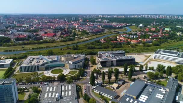 Aerial View Lecture Center Poznan University Technology High Quality Footage — Vídeo de Stock